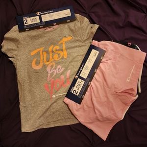 Champion Shorts and T-Shirts Girls Size 14/16 Two T-Shirts and 2 Shorts Bundle